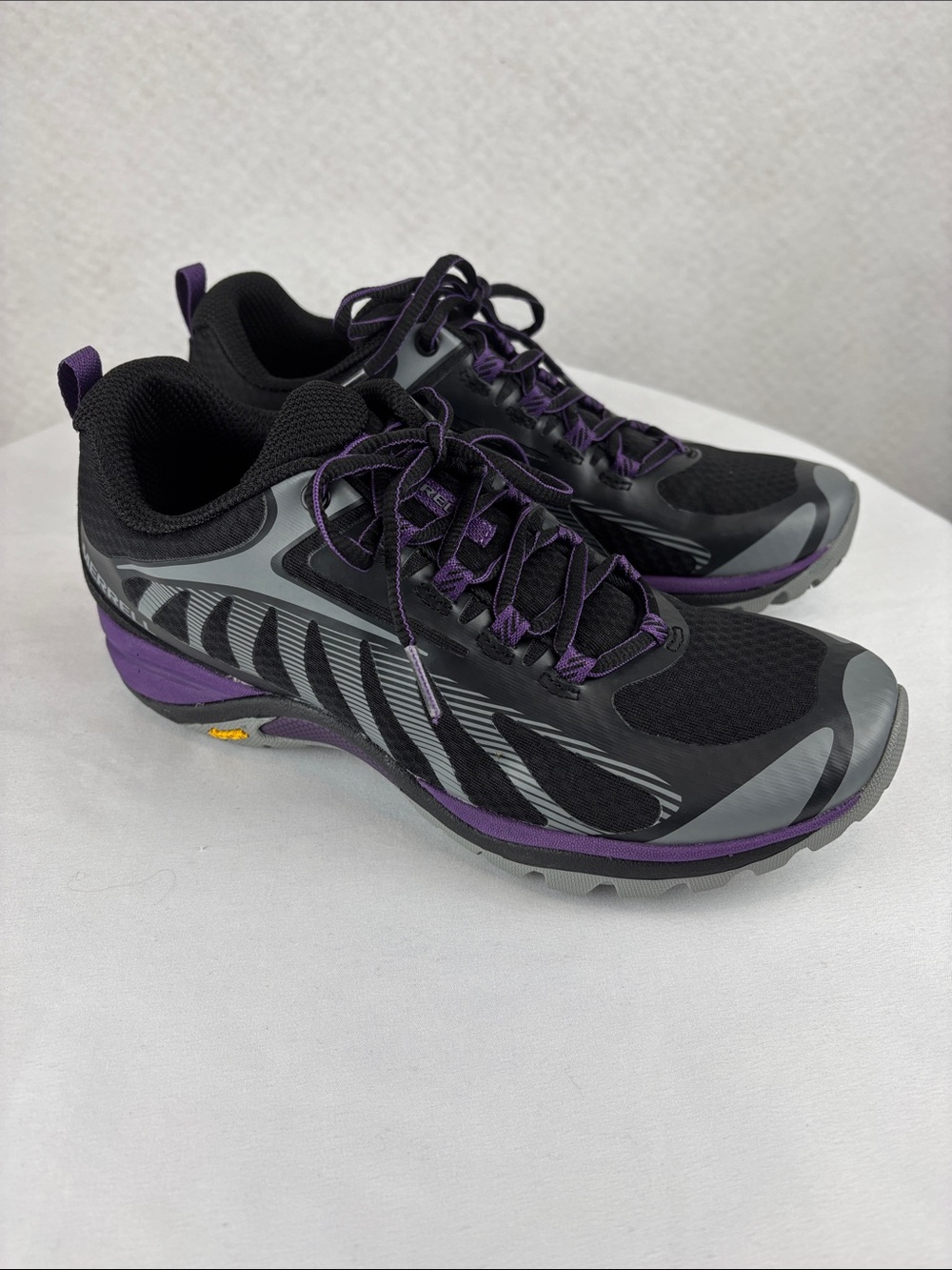 Merrell Siren Edge Hiking Trail Running Shoes Women’s 8 Black Purple Vibram